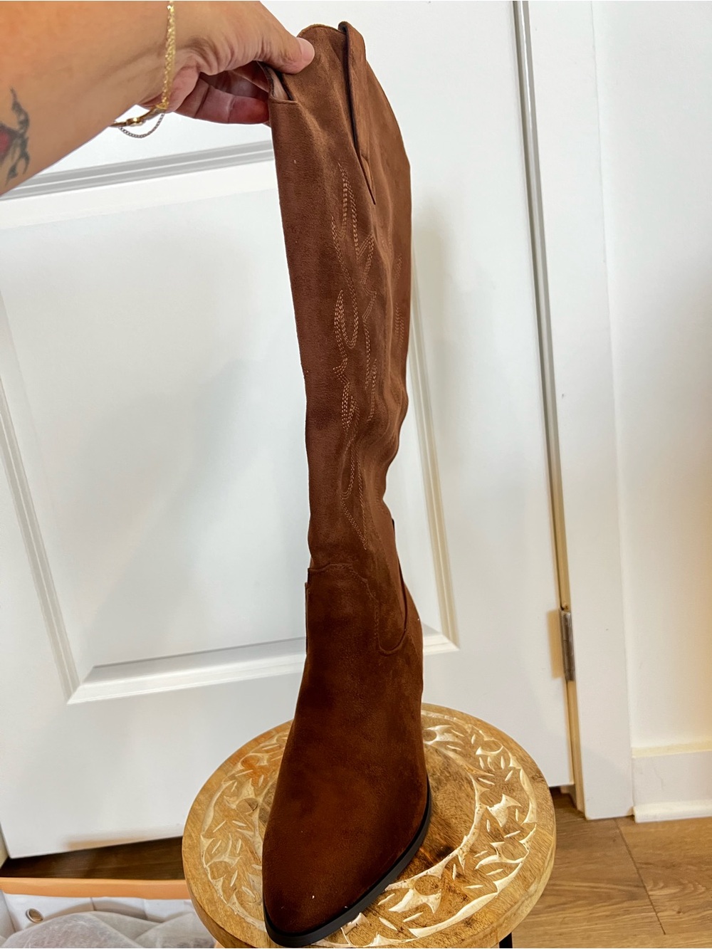 NIB Bellini Urson Vida Moulin Tan Suede Western Knee-High Boot - Picture 9 of 16